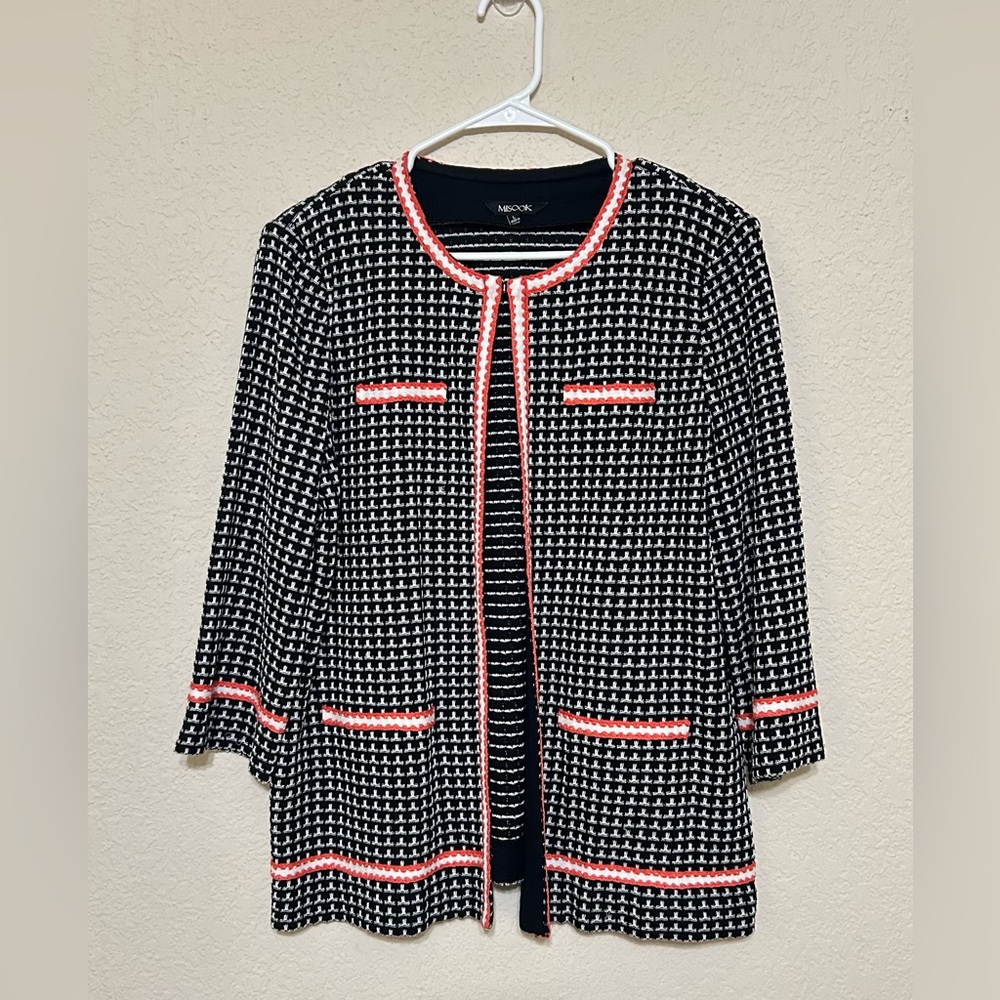 Vintage Exclusively Misook Women Knit Cardigan Size Large  Artsy Office Church
